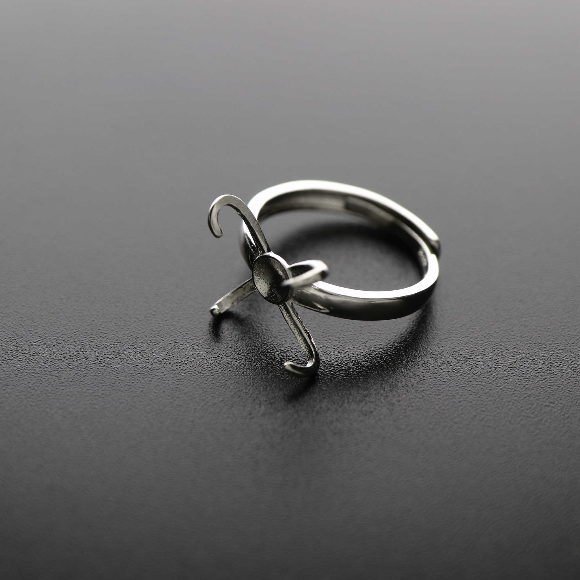 1Pcs Irregular Stone Prong Claw Bezel Solid 925 Sterling Silver Adjustable Ring Settings Rose Gold Plated DIY Supplies Findings 1294144 - Click Image to Close
